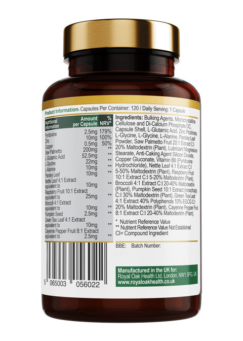 A bottle of Formula 600 Plus prostate health capsules, formulated for men’s wellness, with 60 capsules.