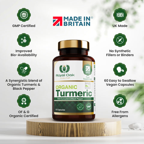 Organic Turmeric, Curcumin & Black Pepper (60 capsules)