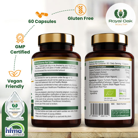 Organic Turmeric, Curcumin & Black Pepper (60 capsules)