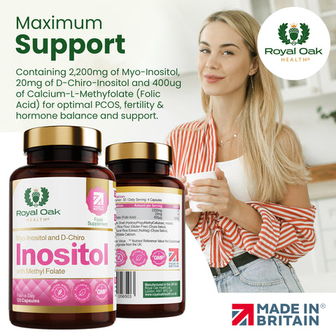 A bottle of inositol capsules, supporting nervous system and hormonal balance, with 60 capsules.