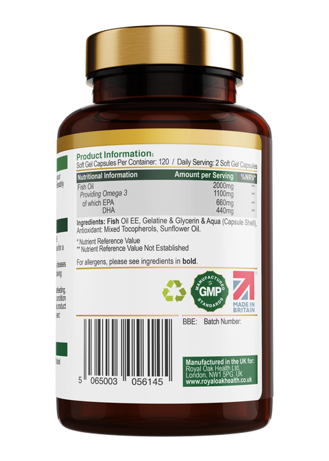 A bottle of high-strength Super EPA fish oil capsules, containing 1000mg per softgel for heart and brain health, with 60 capsules.