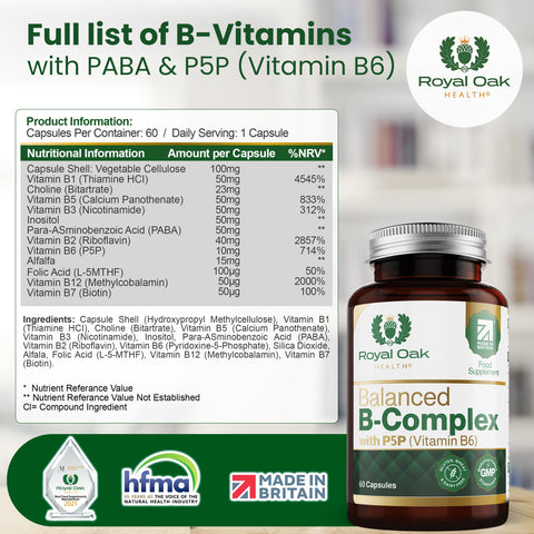 Balanced Vitamin B-Complex with P5P (Vitamin B6) (60)