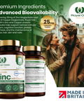 A bottle of zinc bisglycinate with copper capsules, designed for immune support and mineral balance, with 60 capsules.