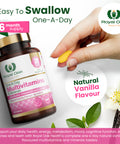 A bottle of daily multivitamin capsules, formulated for overall health and wellness, containing 60 capsules.