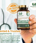 A bottle of Vitamin D3 2000IU softgel capsules, supporting bone and immune health, with 180 capsules.