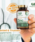 A bottle of zinc bisglycinate with copper capsules, designed for immune support and mineral balance, with 60 capsules.