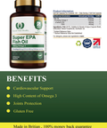A bottle of high-strength Super EPA fish oil capsules, containing 1000mg per softgel for heart and brain health, with 60 capsules.